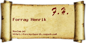 Forray Henrik névjegykártya